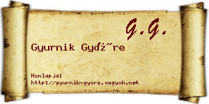 Gyurnik Györe névjegykártya